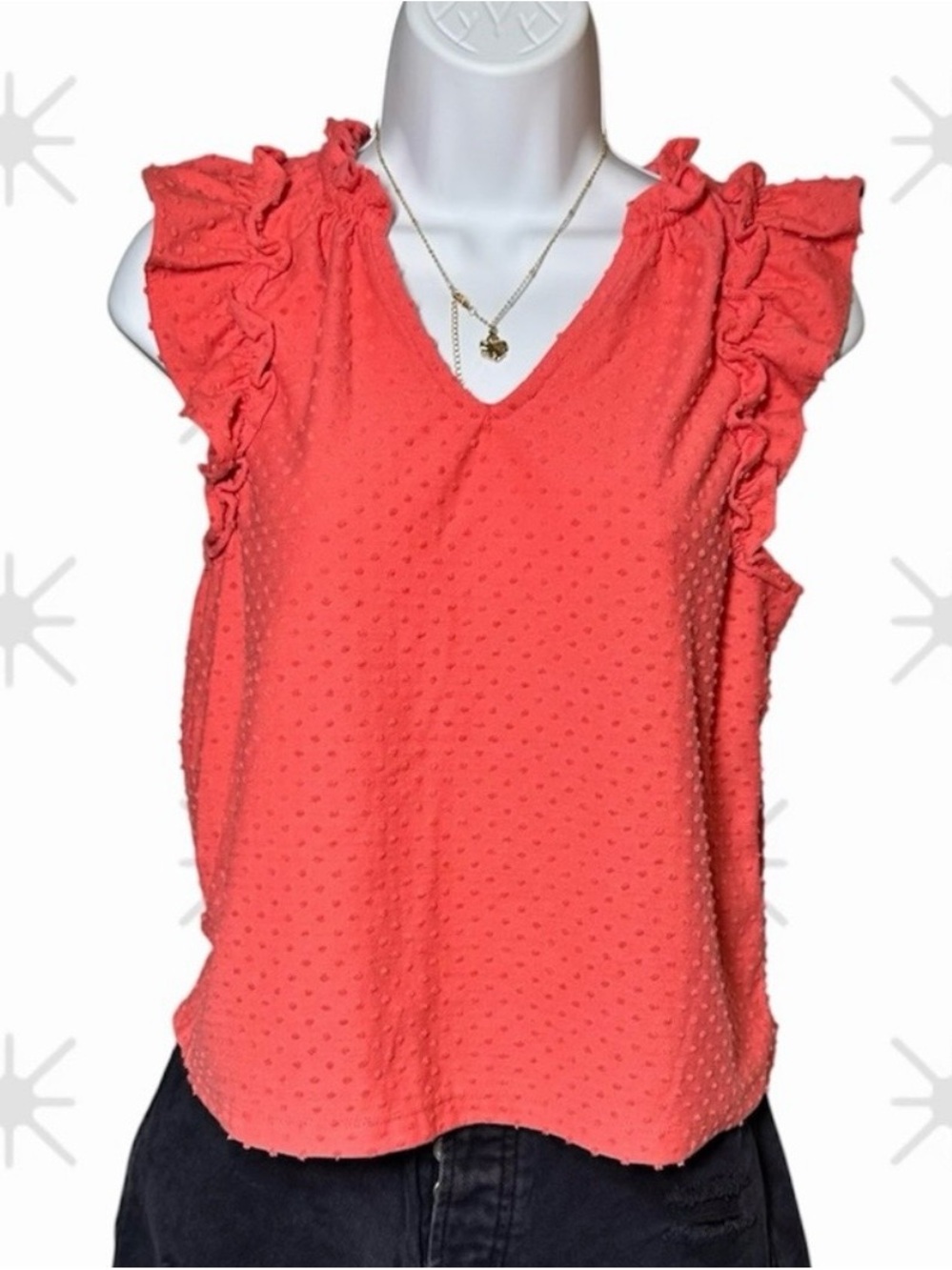 J Crew Coral Size Small Preppy
Ruffle Sleeve Elegant Business V
Neck Blouse
